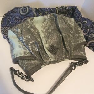 Aqua & Brown Faux Python Simply Vera Wang Handbag